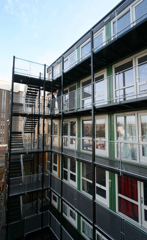 Brighton homeless shelter of containers stacked